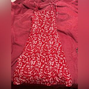 SHEIN Red and White Floral Dress